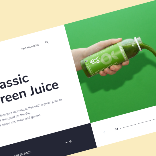 Design of an interface for a Juice product homepage